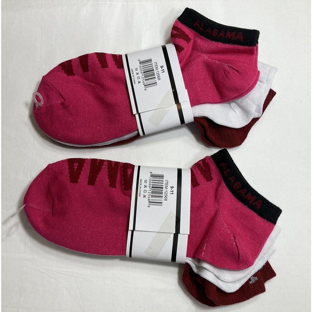 Alabama Crimson Tide Socks Ankle Women's size: 9 to 11 2 packs of 3 , NCAA